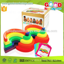 EZ1044 Brinquedo de brinquedos novos de madeira da cor do arco-íris da forma original